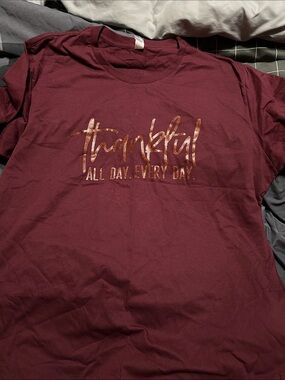 Alternative Burgundy Short-Sleeve 'Thankful' Graphic Tee